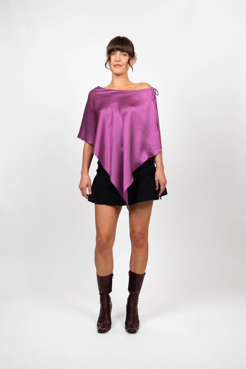 Silk Poncho - Magenta