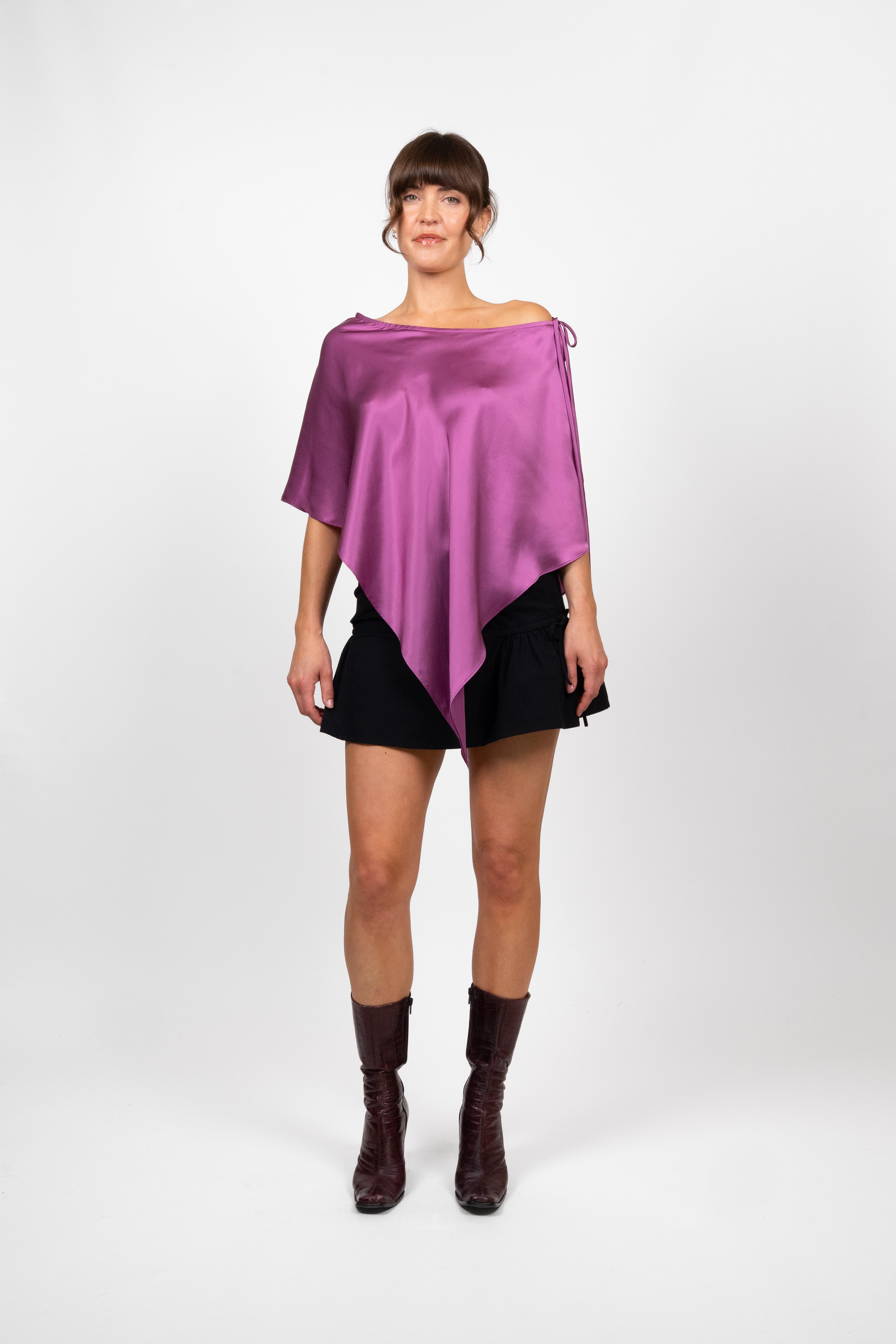 Silk Poncho - Magenta