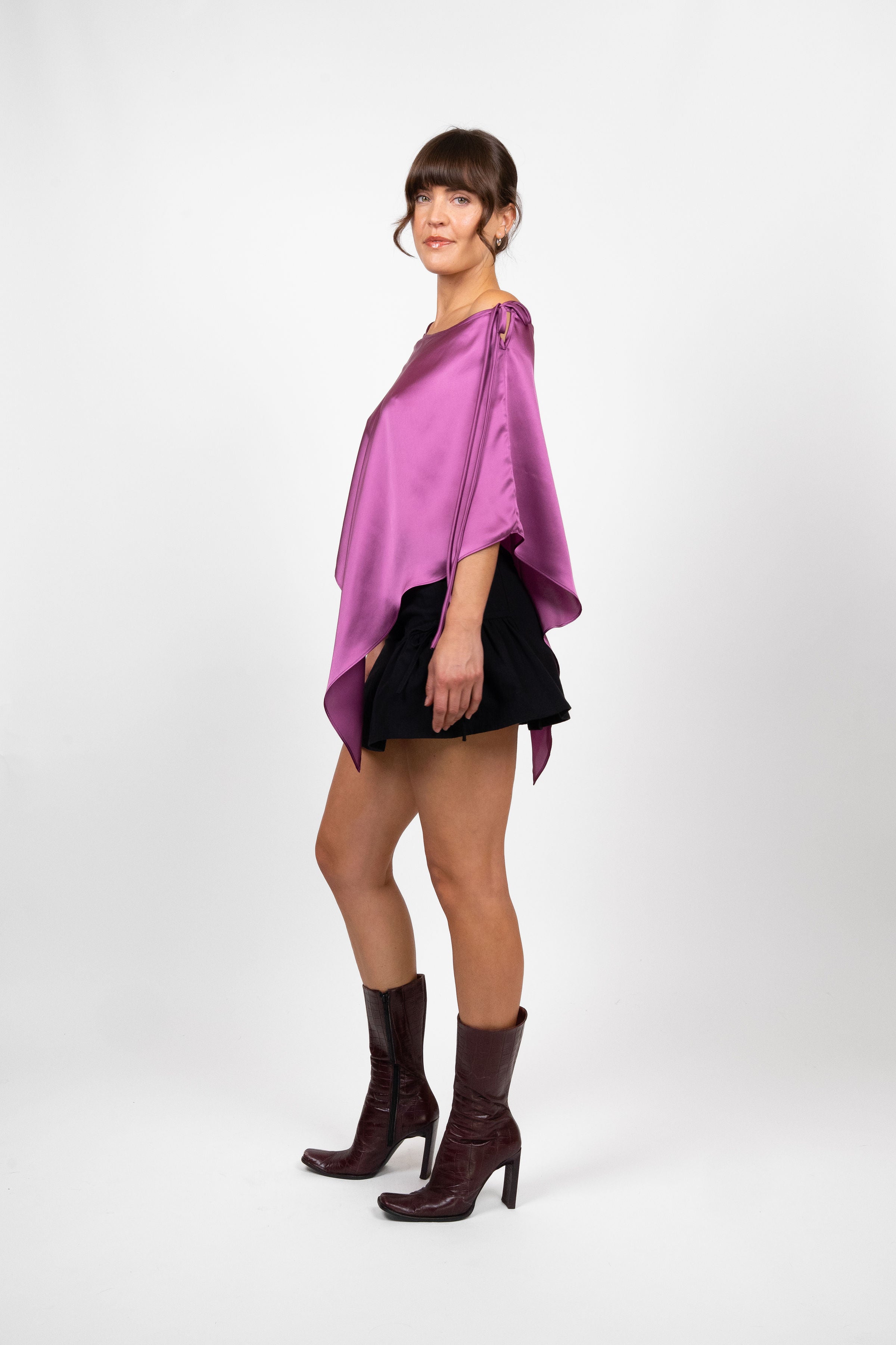 Silk Poncho - Magenta