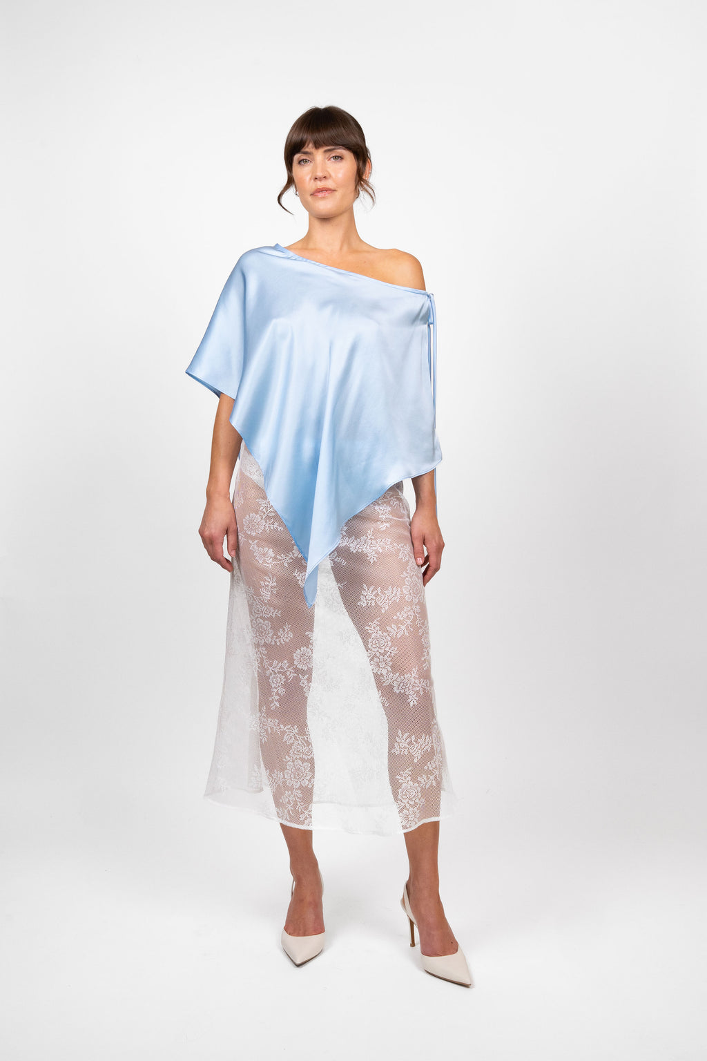 Silk Poncho - Sky